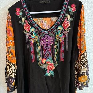 Colorful Embroidered Women's Blouse